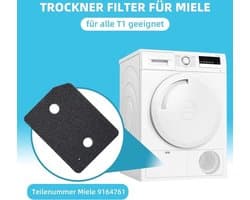 4 stuks - 9164761 droger filters voor Miele T1-serie warmtepompdroger, fijn/grof 207 x 157 x 30 mm wasdroger sokkelfilter — afbeelding 1