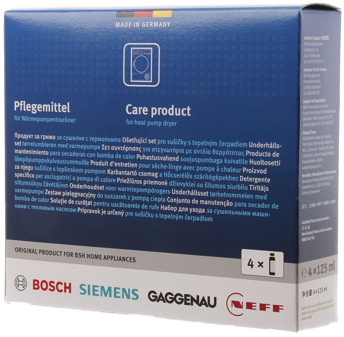 Verzorgingsset voor warmtepompdrogers - 4x 125 ml — afbeelding 1