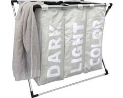 Wasmand met 3 vakken - wassorteerder - opvouwbaar en afneembaar frame - 90 L - Wit