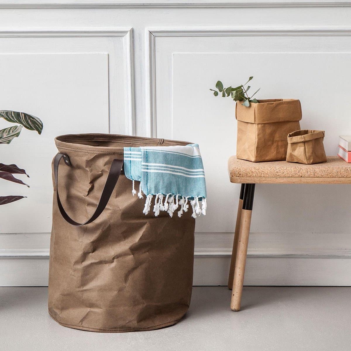 Ronde Wasmand - Gemaakt Van Wasbaar Papier - 75 L - Bruin — afbeelding 1