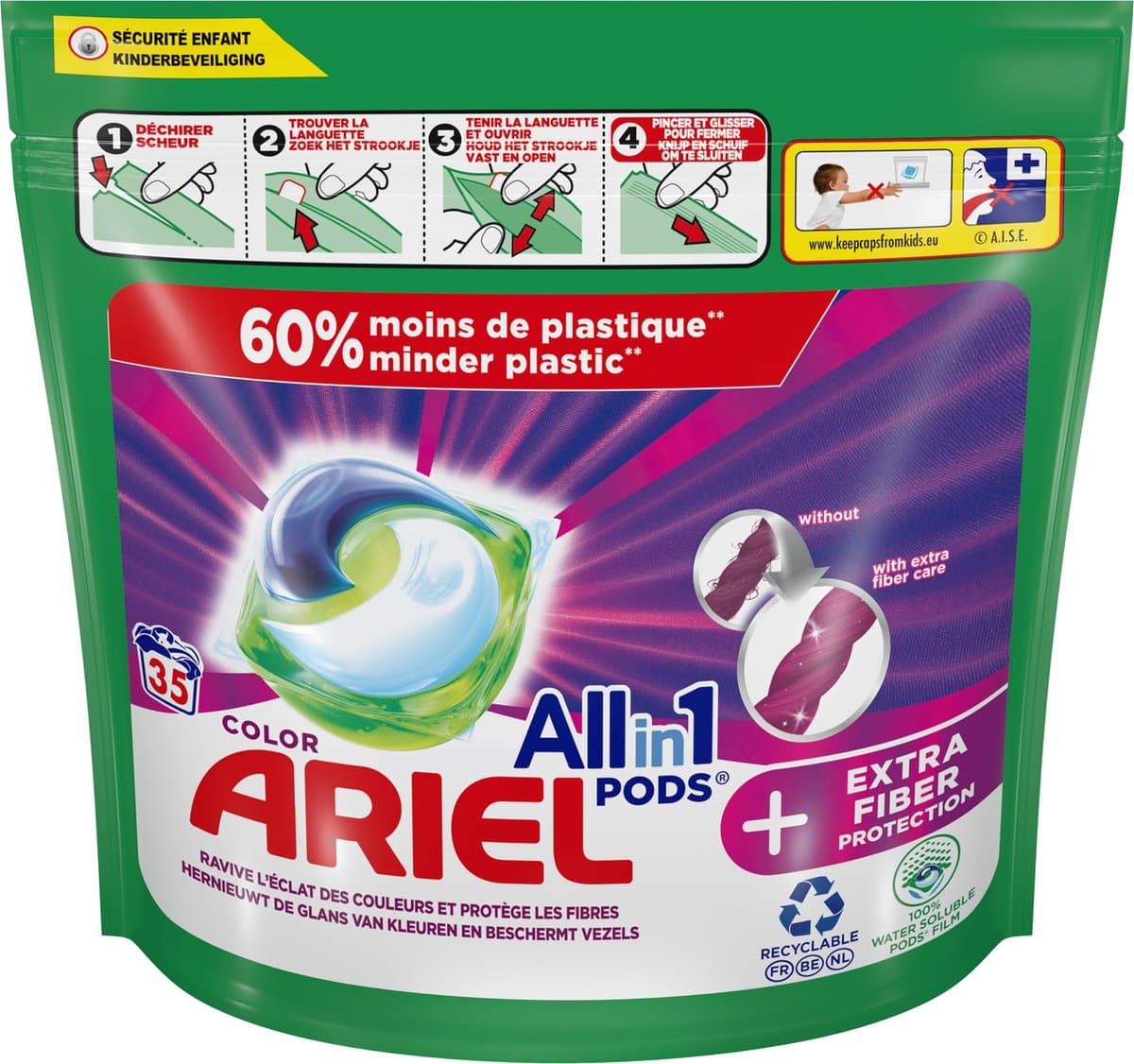 Ariel All in 1 Wasmiddel Pods +Extra Vezelbescherming - Wascapsules - 35 Wasbeurten — afbeelding 1