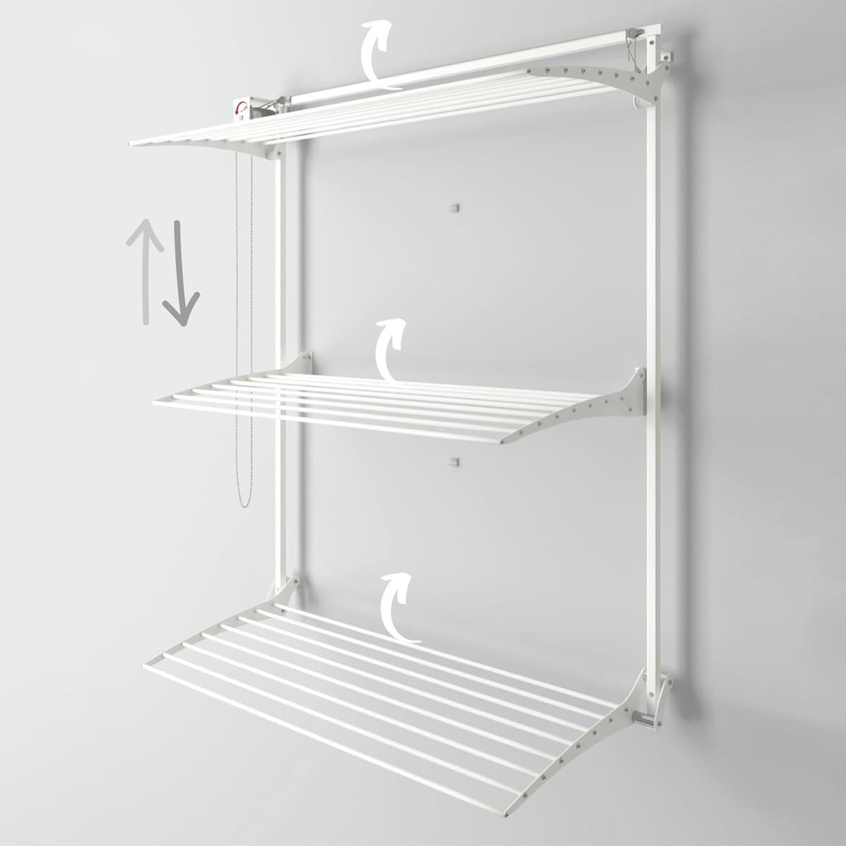 Verticaal Intrekbaar Wasrek voor Binnen en Buiten - 88 x 52 x 137 cm, Wit — afbeelding 1