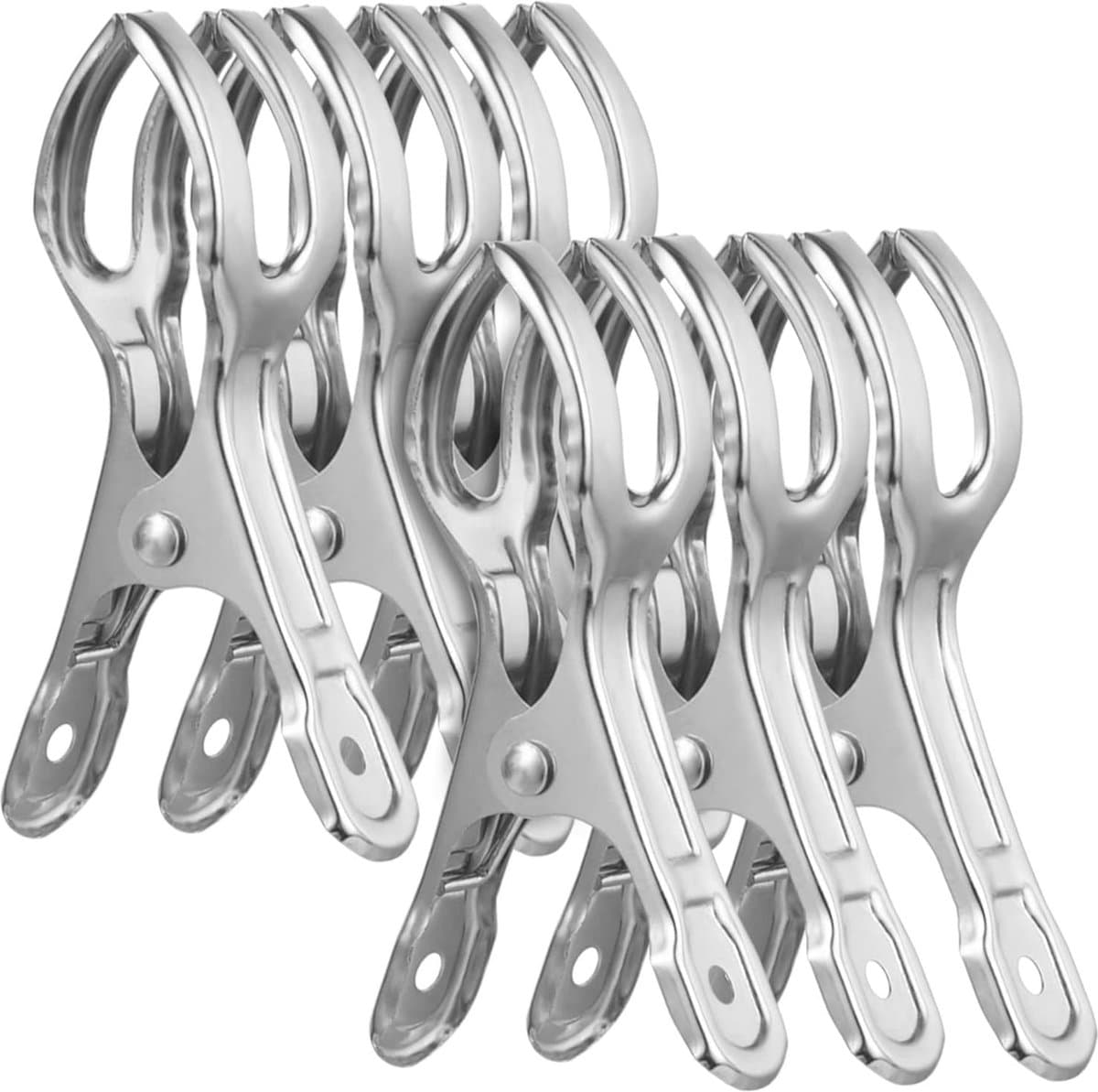 Wasknijpers - 18 Stuks - Strandlaken Anti Windknijpers Voor Op Strandstoel - RVS - Grote - Opening 6 Cm - Wasrek Knijpers - Anti-Slipclip - Rokjesclip - Quilt - Laken - Badhanddoek - Extra Lang En Stevig - Duurzaam — afbeelding 1