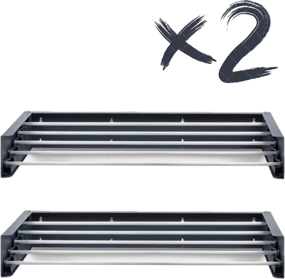 JGS® - Innovatieve Wanddroger, Ruimtebesparende Balkon Droogrek voor Binnen en Buiten, Opvouwbare Waslijn (71 cm, 2 x Antraciet)- — afbeelding 1