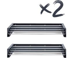 JGS® - Innovatieve Wanddroger, Ruimtebesparende Balkon Droogrek voor Binnen en Buiten, Opvouwbare Waslijn (71 cm, 2 x Antraciet)-