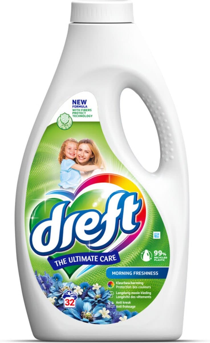 Dreft - Ultimate Care - Vloeibaar Wasmiddel - Gekleurde Was - Ochtendfris - 32 Wasbeurten — afbeelding 1