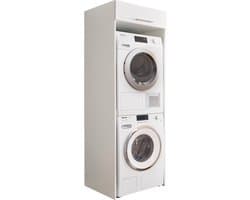 Interiax WASHWALL 'Mary' Wasmachine Ombouwkast Wit - Ombouw Meubel voor Droogkast - Met opbergkast - 200x67.5x67.5 cm