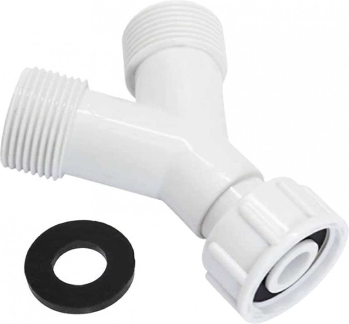 Y stuk kraan splitter - 3/4" - wasmachinekraan splitter - y stuk aanvoer kraan - waterverdeler 2 weg - pp - afvoer en aanvoer kraan splitte — afbeelding 1