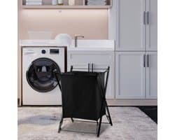 Wasmand - Zwart - Industrieel/Modern - Wasmand op Poten - Metaal - Opvouwbaar - Wasverzamelaar