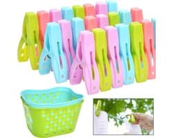 Wasknijpers met wasmand - windbestendig - 72 stuks - kunststof