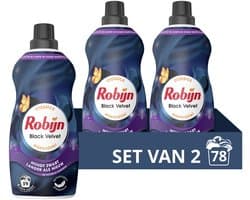 Robijn -Vloeibaar Wasmiddel - Klein & Krachtig - Black Velvet - 2 flessen- 78 wasbeurten - Voordeelverpakking