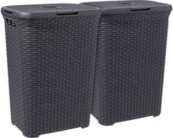 Curver Style Wasmand met Deksel - 60L - 2 stuks - Antraciet — afbeelding 1