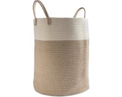 Wasmand Katoen - Opbergmand 52 ltr - Mand Rond met handvaten - Wasbox Opvouwbaar - Speelgoedmand — afbeelding 1