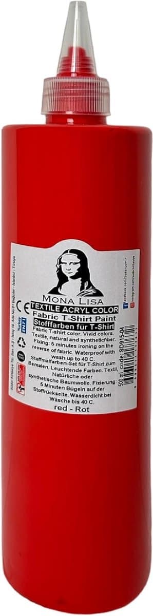 Südor Textielverf 500 ml, rood.Wasbestendige textielverf voor lichte stoffen. Wasmachinebestendig, wasbestendig. Fixatie door strijken — afbeelding 1