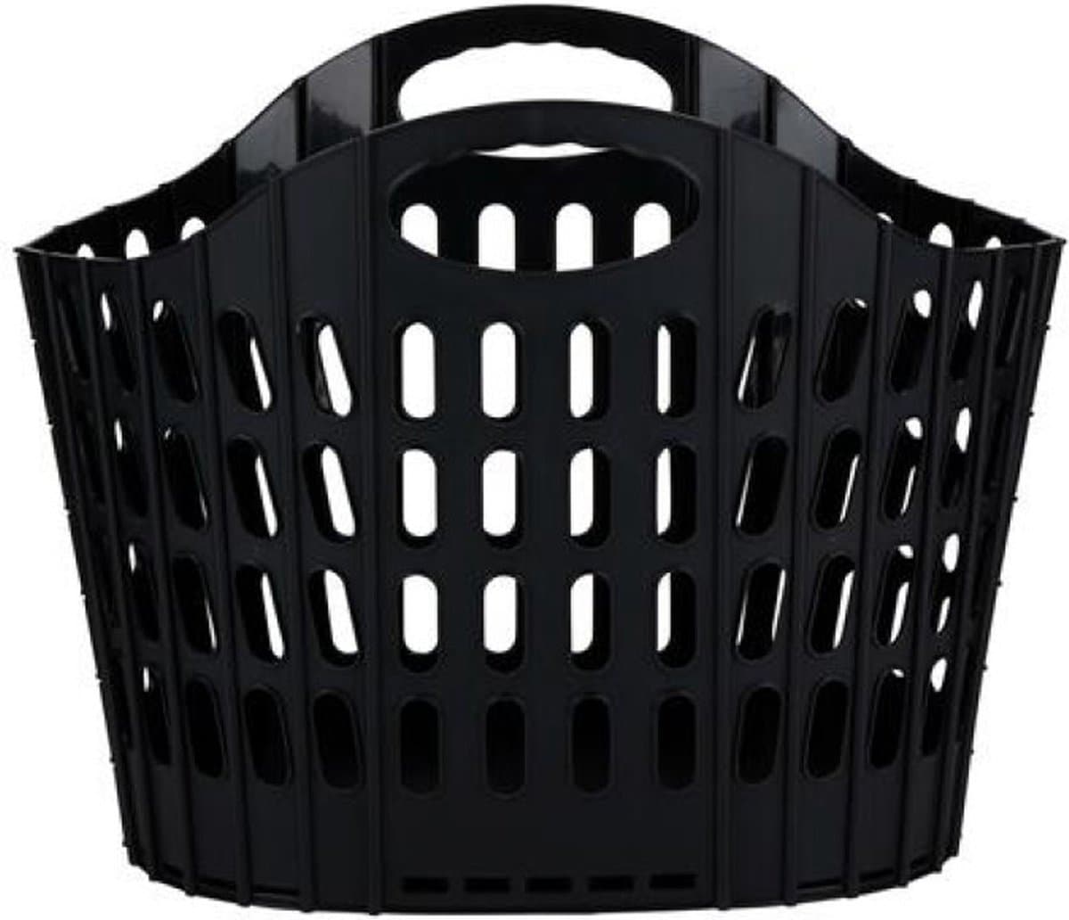 Flexibele wasmand - zwart - 25 liter - kunststof - 49 x 25 x 38 cm - opbergen — afbeelding 1
