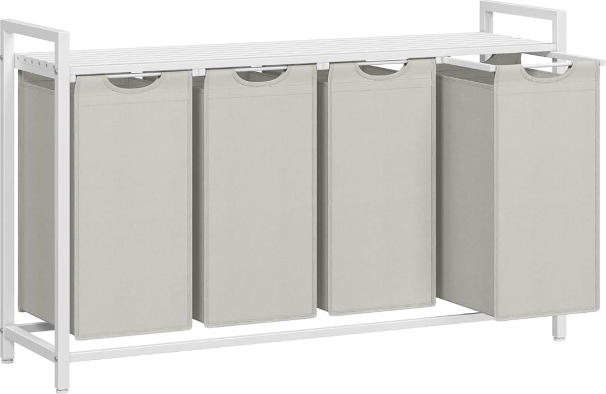 MIRA Home - Wasmand - Kast met wasmanden - Hout/Metaal - Wit - 33x166x72 — afbeelding 1