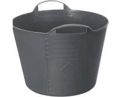 Excellent housewares Flexibele kuip / emmer - antraciet - 15 liter - kunststof - 35 x 28 cm