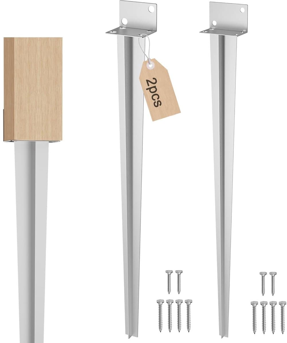 Grondanker Inslag - Paaldrager Huls - Tuin Projecten - Verzinkt Staal - 60 x 700 mm - Zilver — afbeelding 1