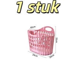 1 set - Opvouwbare wasmand - Slaapkamer - Badkamer - Opbergruimte voor vuile was - Geschikt voor opslag, grote capaciteit, openbare badkamer - 40*20*32cm - Roze