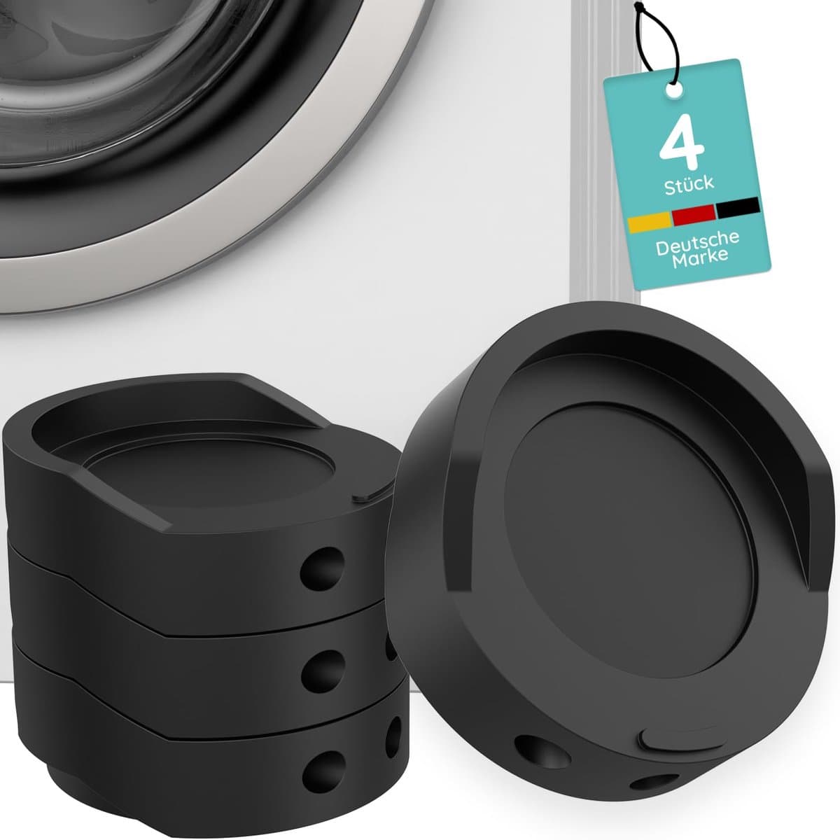 Wasmachine Dempers - Anti-vibratie Voetjes - Stil Draaien - Maximale Demping - 4 Stuks - Zwart — afbeelding 1