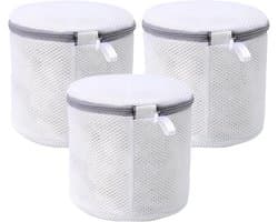 bh-waszakje - 3 ST. - Anti-Vervorming - mesh waszakken - Met Rits - Waszakje Lingerie - 15*17 cm - voor Wasmachine - Cilindrische Ritsen Wasmachinetas - grijs wit — afbeelding 1