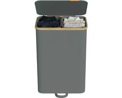 SONGMICS LCB532GN01 - Wasmand met Deksel - Uitneembare Waszak - 2 Vakken - 150 Liter Capaciteit