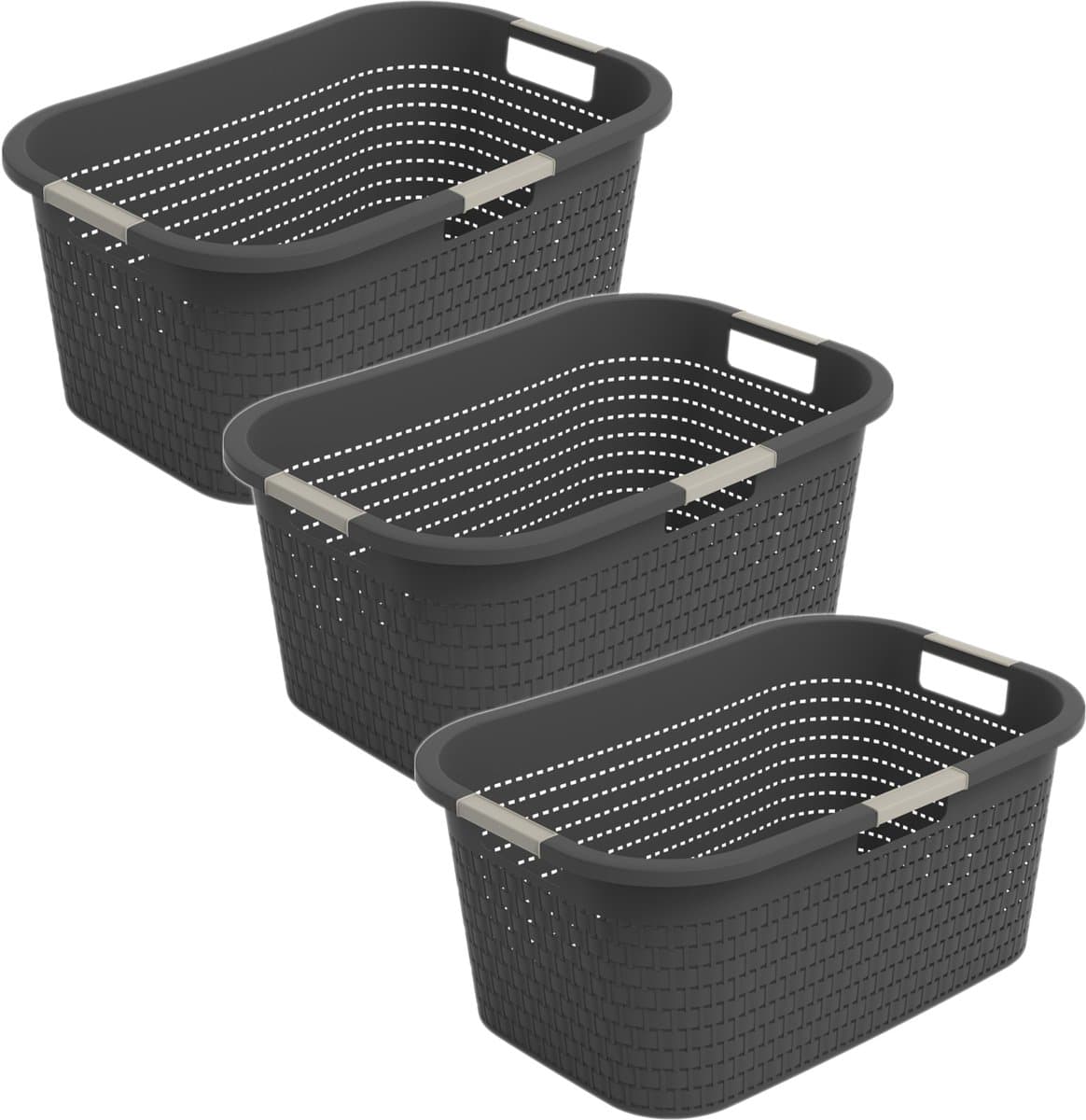 Rotho Country wasmand - set van 3 - 40 ltr - antraciet — afbeelding 1