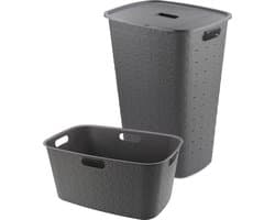 Curver Softex Wasmand met Deksel 56L + Wasmand 45L - Antraciet
