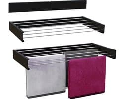Vonia Wanddroogrek Inklapbaar 100 cm - Wasrek Hangend - 6m drooglengte - Droogrek Hangend - Zwart — afbeelding 1