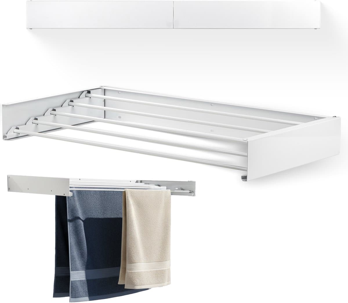 Goodly® High quality Wanddroogrek - Droogrek muur inklapbaar - Wasrek - Wasdroogrek buiten - QUALITY 6m - drooglijn - Wit — afbeelding 1