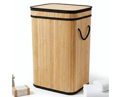 Lomera Wasmand Bamboe - Wassorteerder - 72 Liter - Klapdeksel - Uitneembare Waszak - Wasbare Binnenzak - Natuurlijk Bruin - Lichtgewicht Wasmand - Compact Formaat - Ruimtebesparend Ontwerp - Stevige Constructie