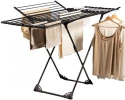 Homra Wasrek Inklapbaar - Tot 22m Was - Staand Droogrek Inklapbaar - Ruimtebesparend Wasrek - Droogrekken - Ecologisch Was Drogen - 182x97x103 CM - Metaal Zwart - Geschikt voor Grote Gezinnen
