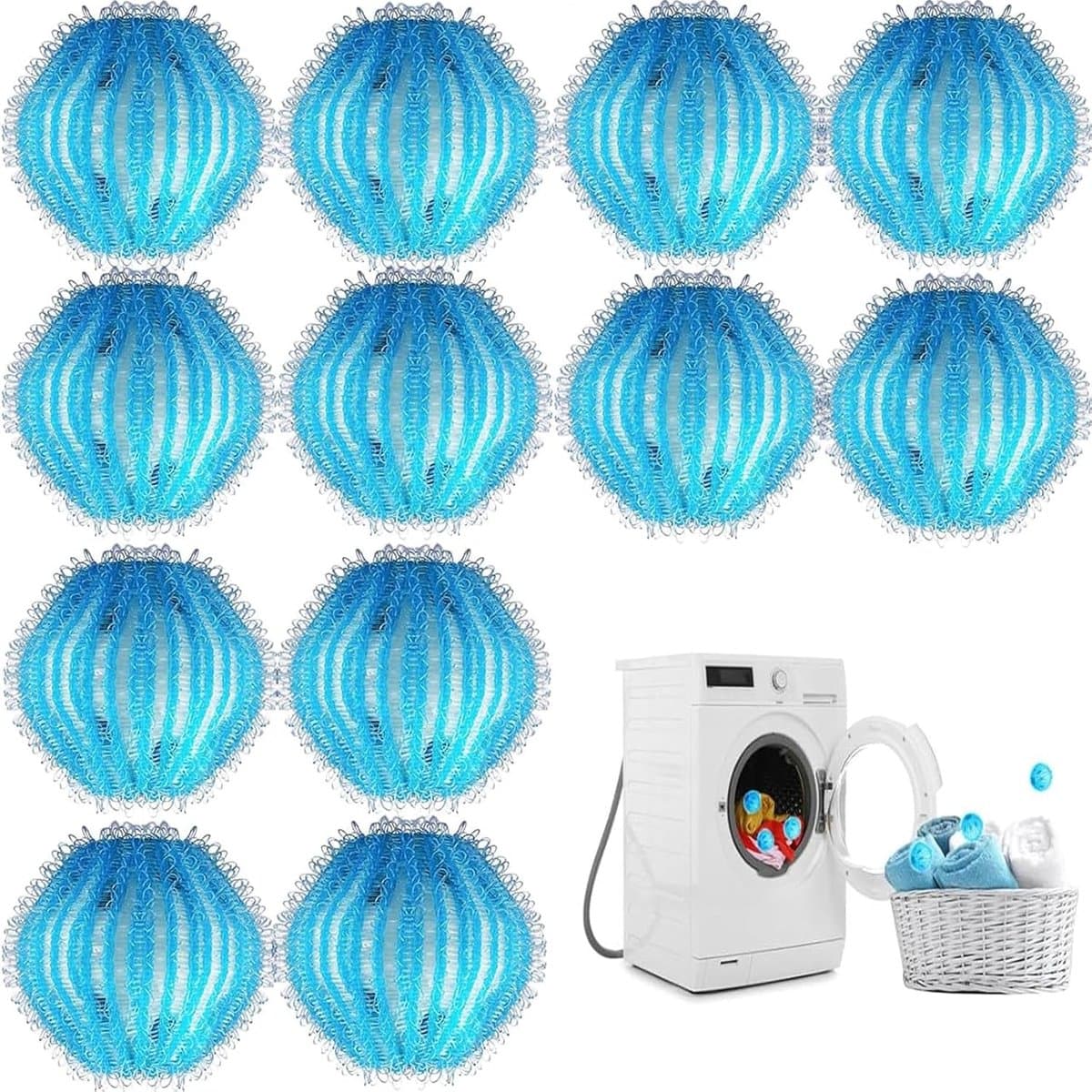 Ontharingsballen - Wasmachine ontharing - Vuilverwijderende wasballen - Anti-wikkel kleding haar absorberende ballen - Blauw - 12 stuks — afbeelding 1