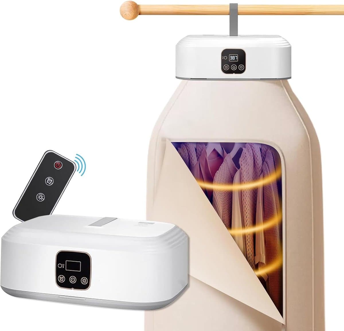Draagbare elektrische droger - opvouwbare droger, UV-sterilisatie/timer 8u/360° warme lucht, mini-droger, verstelbaar, voor huis, reizen, camper en compacte wasserij — afbeelding 1