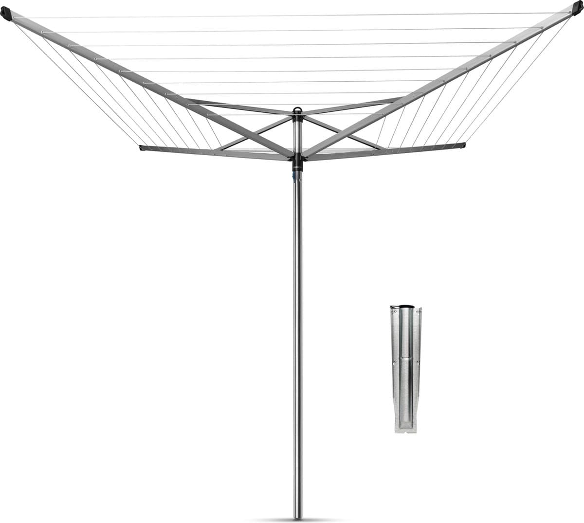 Brabantia Topspinner Droogmolen - met Metalen Grondanker - 40 m - Metallic Grey — afbeelding 1