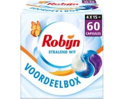 Robijn Wasmiddel - 3-in-1 Wascapsules - Stralend Wit - 4 x 15 stuks - 60 Wasbeurten - Voordeelverpakking