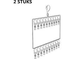 2 stuks Revolutionair Roestvrijstalen Droogrek voor Sokken en Ondergoed – 2 Lagen, 20 knijpers-Windproof Ontwerp-zilver — afbeelding 1