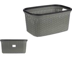 Eleganca Wasmand – Wasbox organizer – Kunststof – 53 x 36 x 25 cm – 36 Liter – Grijs/Zwart