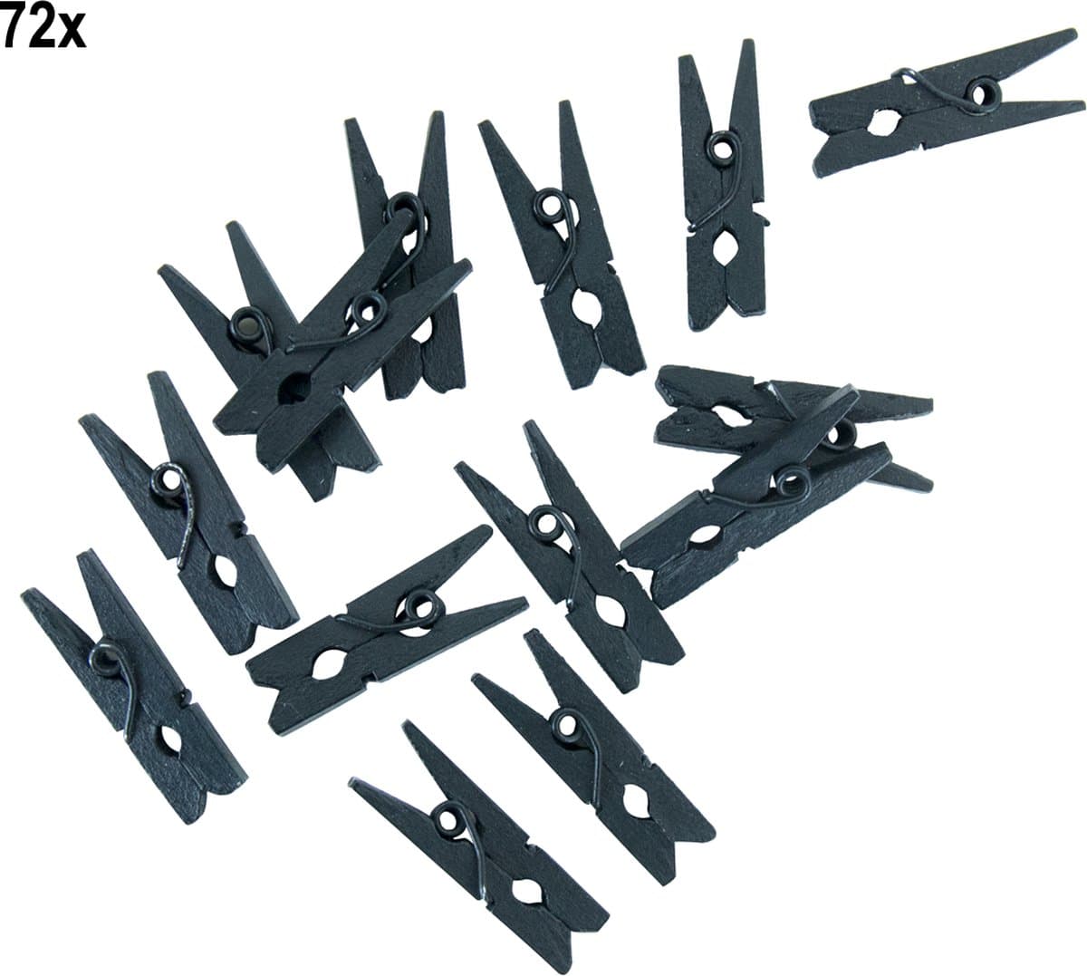 72x Mini Houten Knijpers Zwart — afbeelding 1