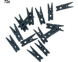 72x Mini Houten Knijpers Zwart