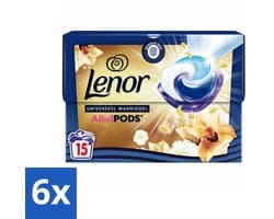 6 x Lenor - Wasmiddel Pods - Universeel - Amber & Orchidee - 15 Wasbeurten - Wascapsules - Lenor - Wasmiddel - Geur - Amber