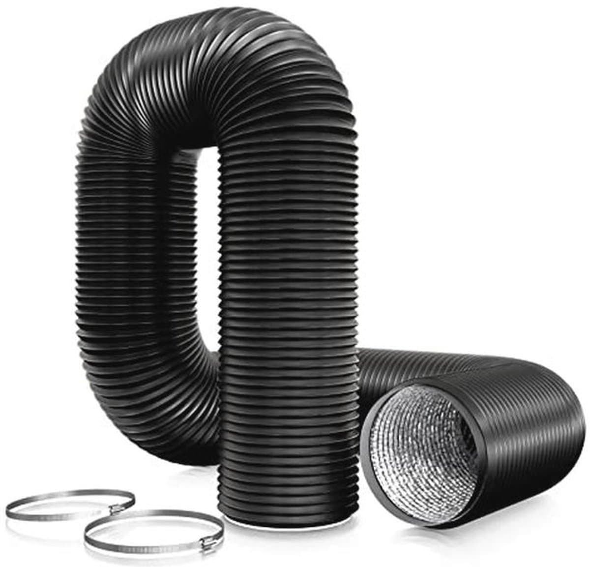 PVC afvoerslang 150 mm - Ventilatieslang met roestvrijstalen klemmen voor mobiele airconditioning, droger en ventilatiesystemen — afbeelding 1
