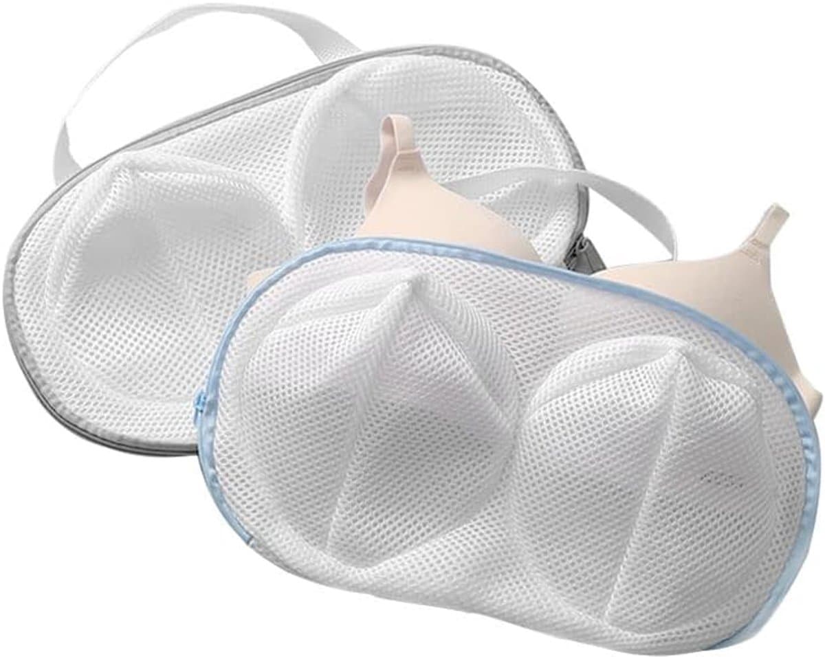 Wasnetten - 2 stuks - Anti-Vervorming - Met Rits - Polyester - Bh Wasnetje Voor Wasgoed - Waszakje Lingerie - Waszak Bh - Lingerie Wasnet - Waszakje Laundry Bag - Wasnet - Wasmachine - 20x34cm - Blauw, grijs — afbeelding 1