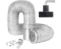 Aluminiumfolieslang 3m PVC 4-laagse buis, 150mm diameter, flexibel, slangklemmen en tape, drogers, afvoerventilatoren, afzuigkappen
