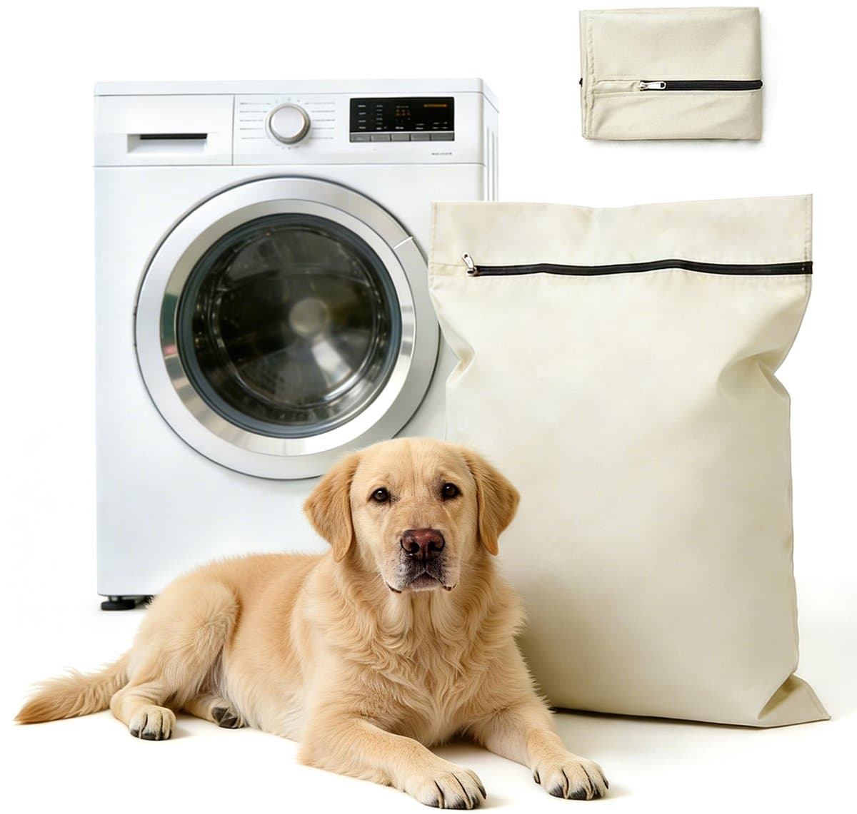 Waszakken voor huisdieren - Waszakken van twill polyester - Grote waszakken met rits - Voorkomt dat waszakken verstopt raken door dierenhaar - Waszakken voor huisdierendekens - Geweldig voor honden en katten (70x80cm) - khaki-L — afbeelding 1