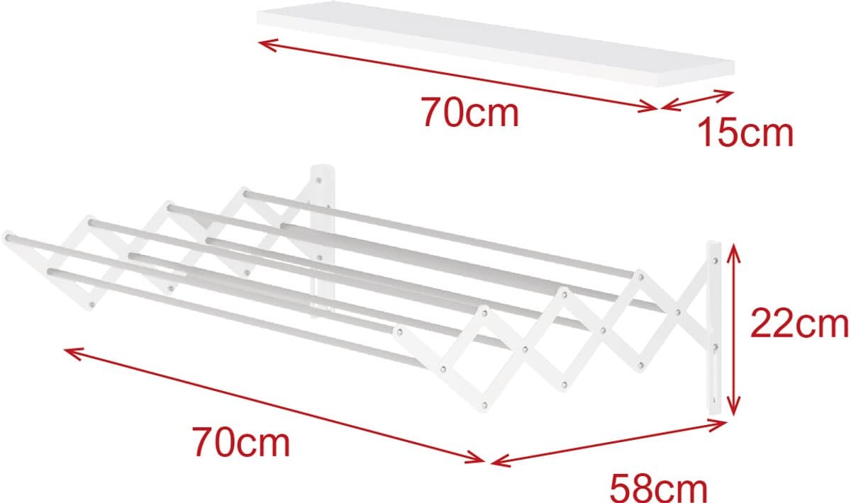Uittrekbaar Wasrek - 70 cm - Wit - Ruimtebesparend — afbeelding 1