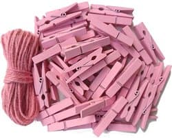 Roze Houten Kledingknijpers 4,8 cm - Decoratieve Clips voor Foto's en Kleding - 50 Stuks