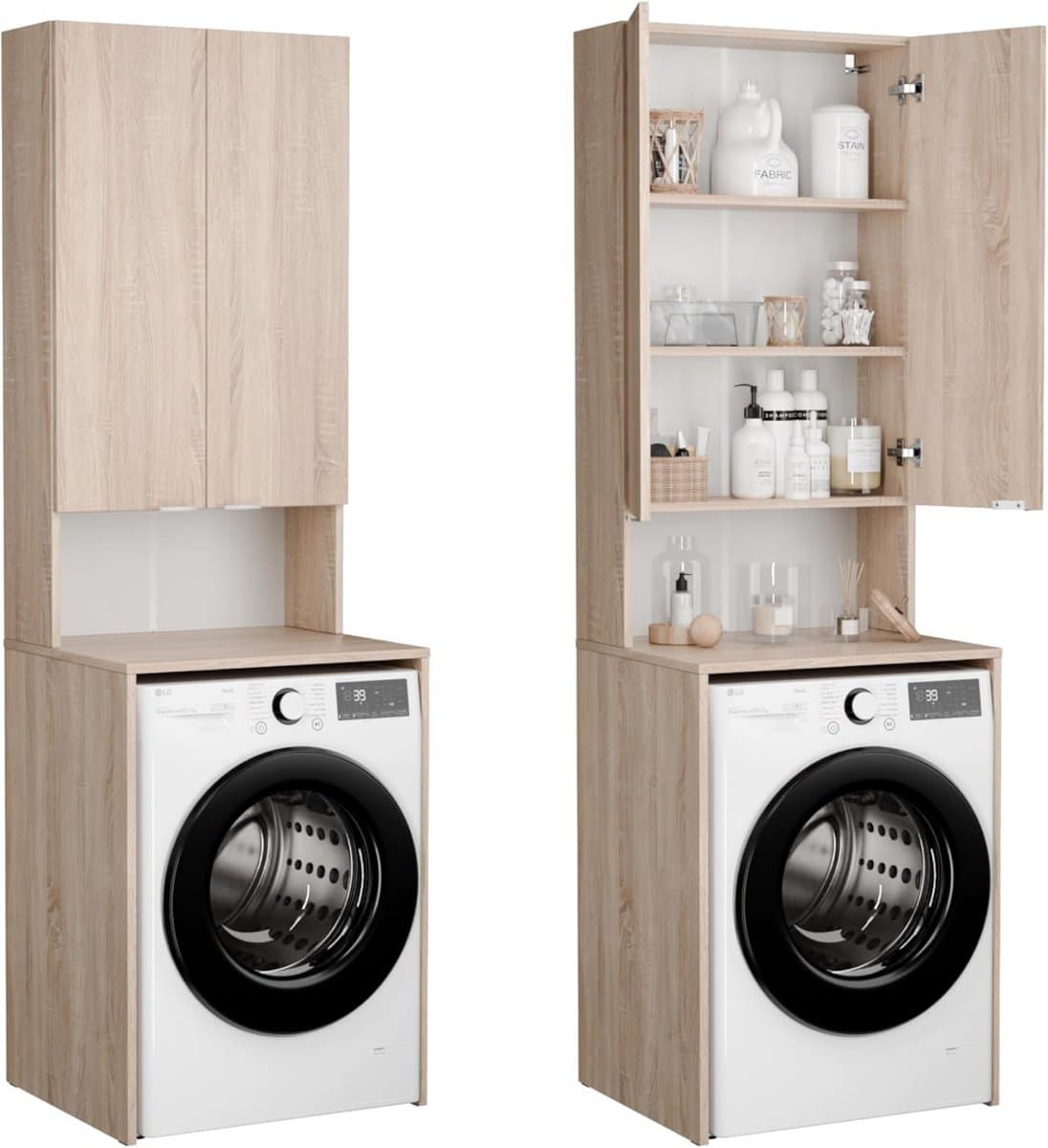 Hoge Wasruimtekast voor Wasmachine en Droger | Badkamer en Keuken Opbergkast — afbeelding 1