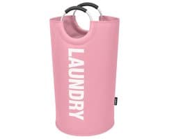 BOTC Wasmand - Waszak - Laundry basket - Wassorteerder - 38x63 cm - waszak vouwbaar - draagbaar wasbox - Roze