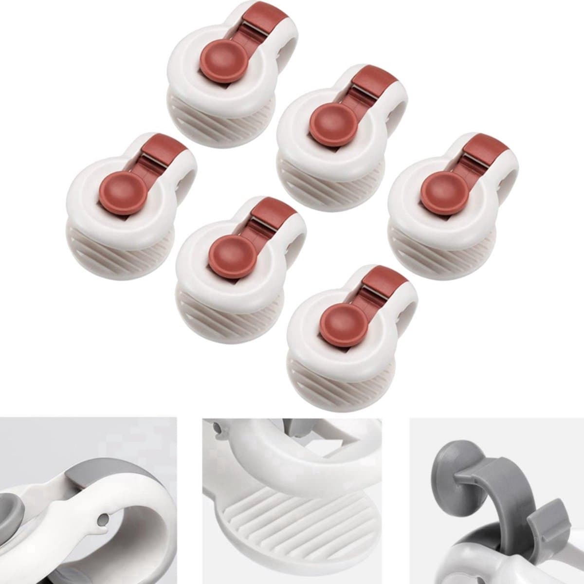 Stevige Dekbed clips - Dekbedclips - Dekbed Knijpers - Clip Dekbedovertrek - 6 stuks - Wit / Rood — afbeelding 1